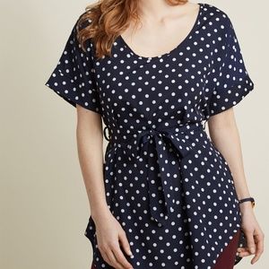 Medium Format Memory Tunic in Navy Dots